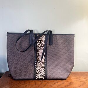 Michael Kors Black and Brown Leopard Tote